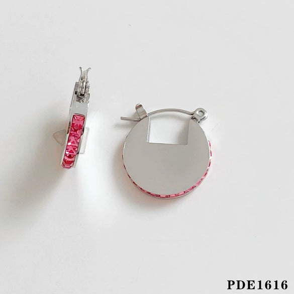 Summer Simple Niche Style Stainless Steel Earrings With Geometric Diamond Design And Electroplating Process