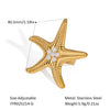 Summer Starfish Pearl Ring For Women Fashionable Exaggerated Niche Design Stainless Steel Jewelry With Pvd Furnace Vacuum Real Gold Plating