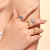 Sun And Moon Zircon Geometric Ultrafine Opening Adjustment Titanium Steel Ring For Women With Electroplating