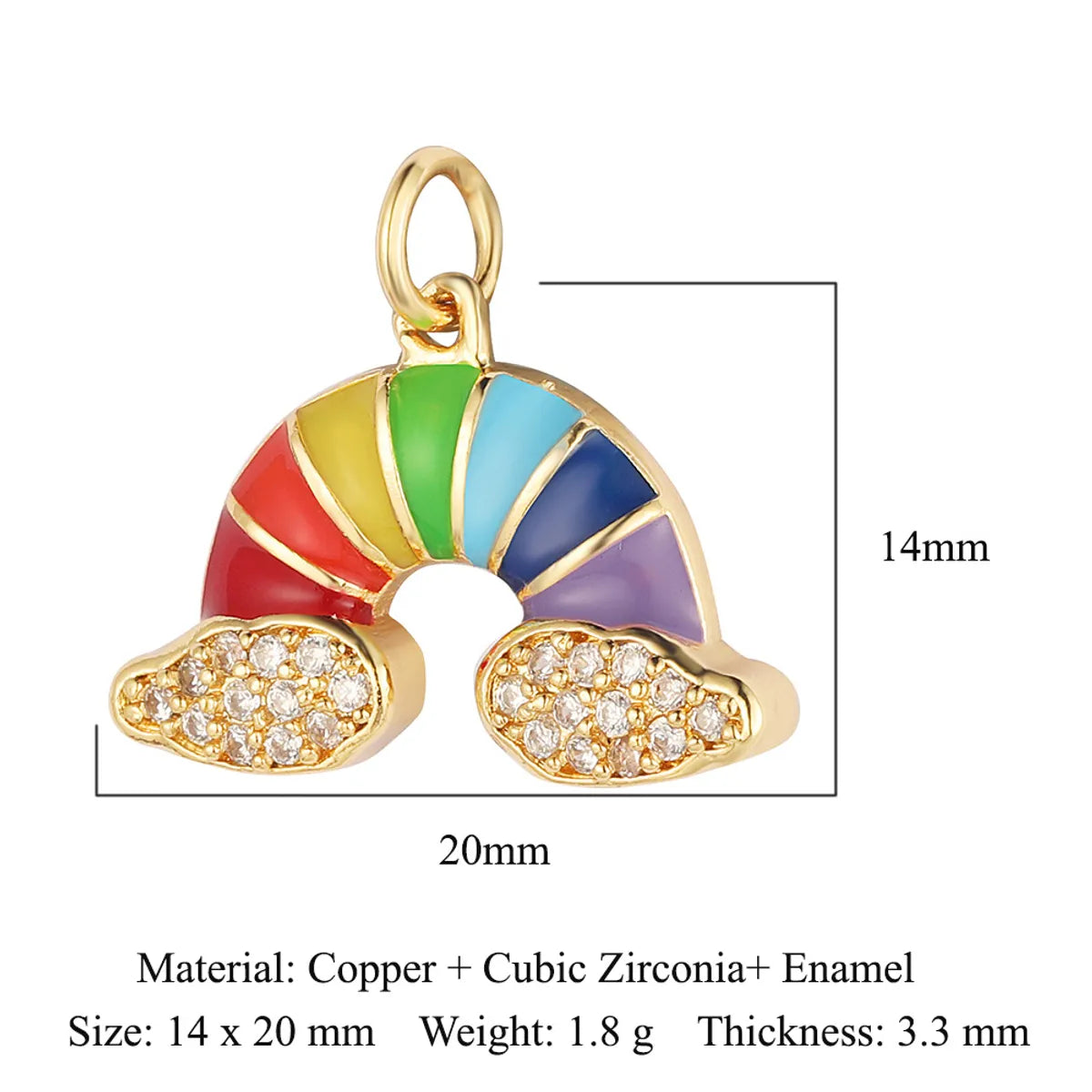 1 Piece Copper Zircon 18K Gold Plated Sun Rainbow Star