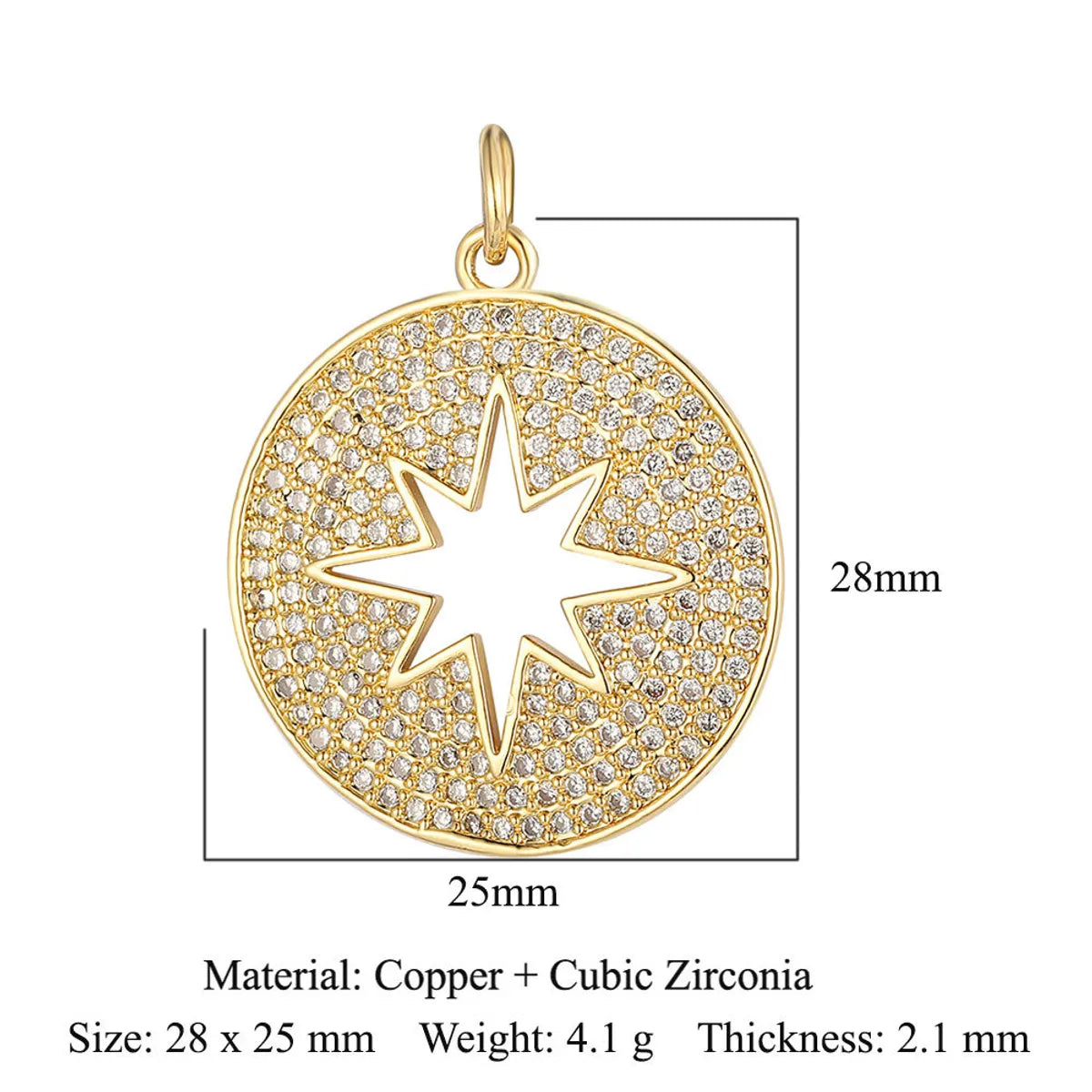 1 Piece Copper Zircon 18K Gold Plated Sun Rainbow Star