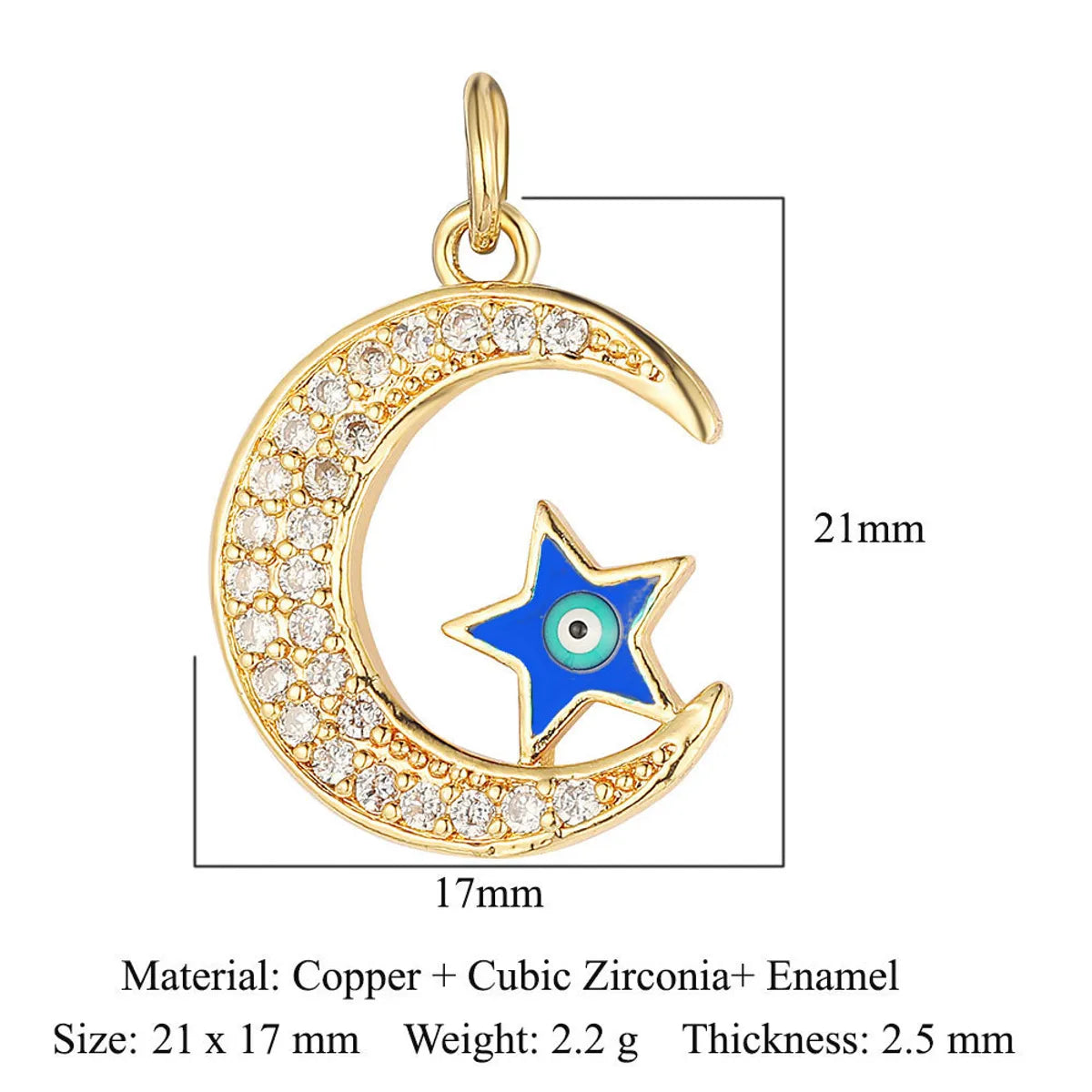 1 Piece Copper Zircon 18K Gold Plated Sun Rainbow Star