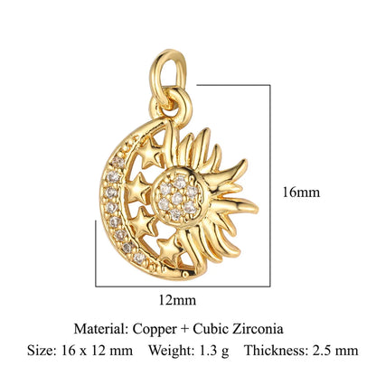 1 Piece Copper Zircon 18K Gold Plated Sun Rainbow Star