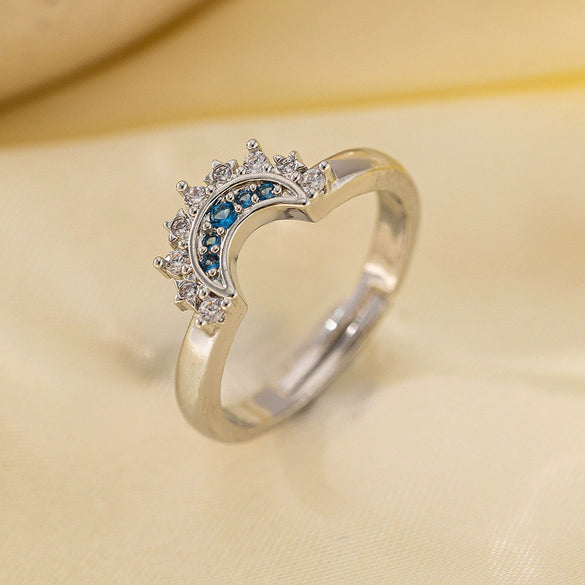 Sun Moon Tonghui Opening Ring Pendant Microinlaid Zircon Titanium Steel Necklace Bracelet Light Luxury Design Sense Couple Pair Copper Electroplated Star Geometric Pattern