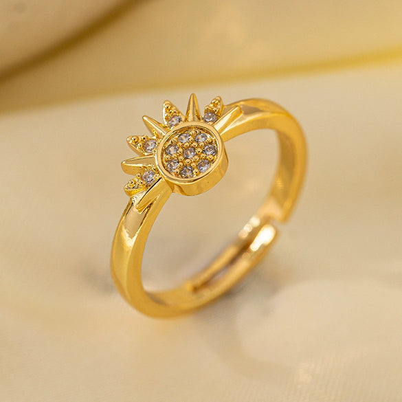 Sun Moon Tonghui Opening Ring Pendant Microinlaid Zircon Titanium Steel Necklace Bracelet Light Luxury Design Sense Couple Pair Copper Electroplated Star Geometric Pattern