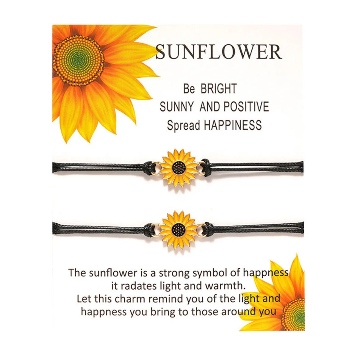 Sunflower Card Bracelet Creative Alloy Oil Drop Daisy Sunflower Woven Bracelet Female