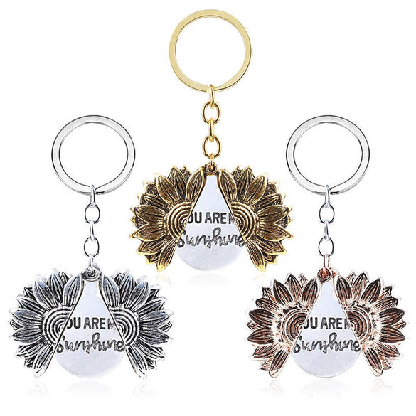 Sunflower Metal Zinc Alloy Keychain Necklace Sun Pendant Couple Gift Fashion Jewelry