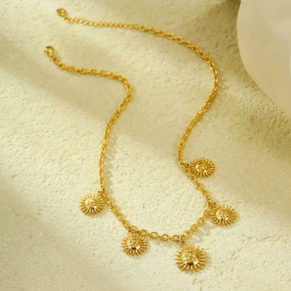 Sunflower Pendant Necklace Stainless Steel Electroplating Women's
