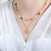 Sunflower Pendant Necklace Titanium Steel 18K Gold Electroplated Clavicle Chain For Women Light Luxury Design Geometric Pattern
