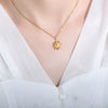Sunflower Pendant Necklace Titanium Steel 18K Gold Electroplated Clavicle Chain For Women Light Luxury Design Geometric Pattern