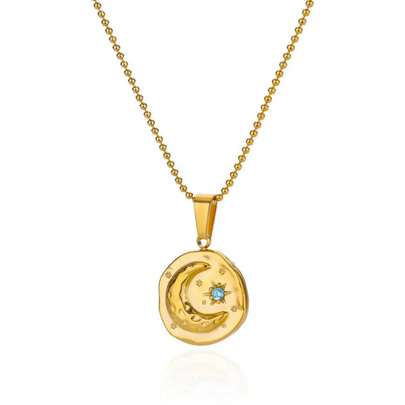 Sunflower Stainless Steel Geometric Round Unisex Necklace With Electroplating