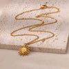 Sunflower Stainless Steel Geometric Round Unisex Necklace With Electroplating