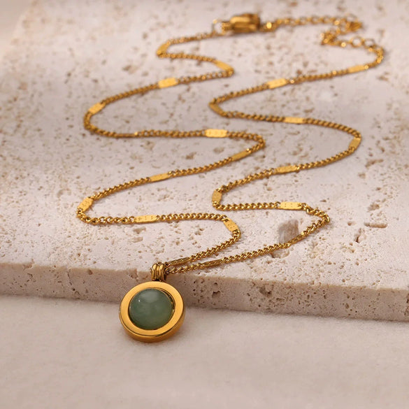 Sunflower Stainless Steel Geometric Round Unisex Necklace With Electroplating