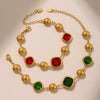 Super Shiny Imported Czech Glass Bracelet In Fashion Style With Geometric Shape Made Of Stainless Steel And 18K Real Gold Plated By Electroplating