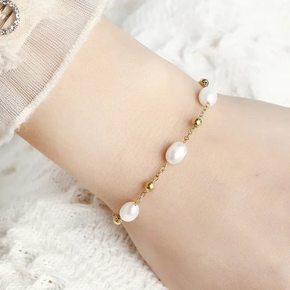 Simple Style Classic Style Solid Color 304 Stainless Steel Freshwater Pearl Agate Bracelets In Bulk