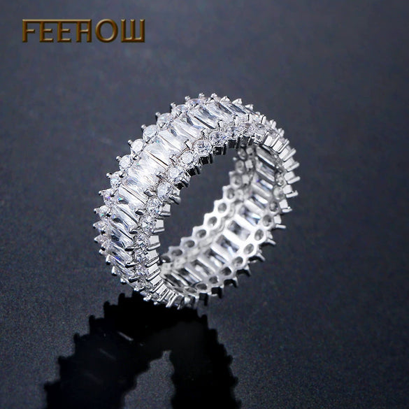 Supply Of New Fashion Threerow Diamond Ring Zircon Wedding Ring Spot Wholesale