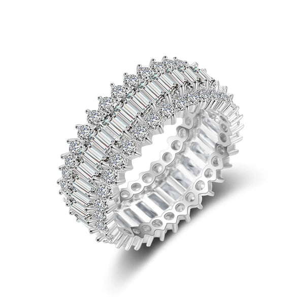 Supply Of New Fashion Threerow Diamond Ring Zircon Wedding Ring Spot Wholesale