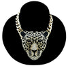 Sweater Chain Accessories Alloy Bone Chain With Leopard Head Animal Pattern Knitted Necklace For Halloween Hiphop Style