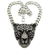 Sweater Chain Accessories Alloy Bone Chain With Leopard Head Animal Pattern Knitted Necklace For Halloween Hiphop Style