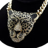 Sweater Chain Accessories Alloy Bone Chain With Leopard Head Animal Pattern Knitted Necklace For Halloween Hiphop Style