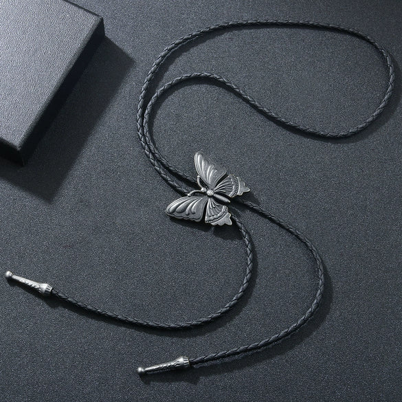 Sweater Chain Alloy Pendant Snake Bone Chain Metallic Leather Plaid Butterfly Retro Unisex