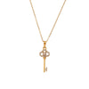 Sweater Chain Jewelry Titanium Steel Micro Inlay Retro Hollow Flower Key Pendant Necklace Stainless Steel Geometric Electroplated