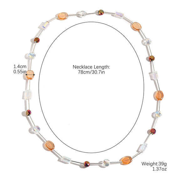 Sweater Chain Long Necklace Women's Simple Style With Artificial Crystal And Geometric Rhombus Handmade