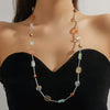 Sweater Chain Long Necklace Women's Simple Style With Artificial Crystal And Geometric Rhombus Handmade