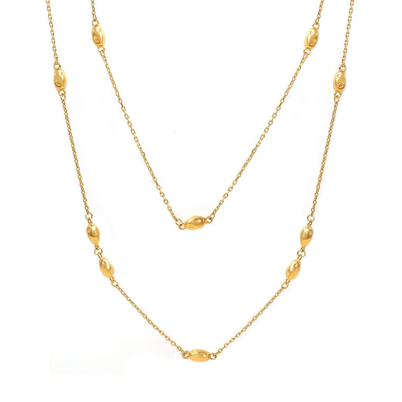 Sweater Chain Necklace 316L Stainless Steel Light Luxury Geometric Electroplated Double Layer Beaded