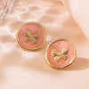 Sweet And Beautiful Style Butterfly And Bow Tie Geometric Pattern Stainless Steel Dripping Oil Earrings For Women