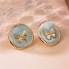 Sweet And Beautiful Style Butterfly And Bow Tie Geometric Pattern Stainless Steel Dripping Oil Earrings For Women