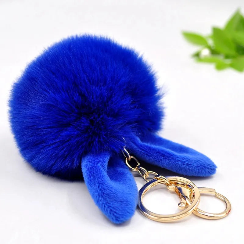 Sweet Artistic Bunny Ears Alloy Rex Rabbit Fur Women'S Keychain