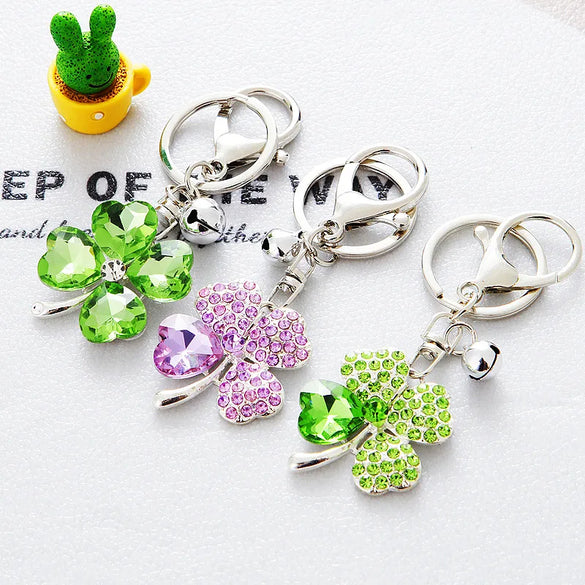 Sweet Artistic Color Block Metal Inlay Rhinestones Women'S Keychain