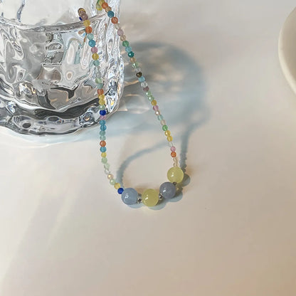 Sweet Artistic Colorful Beaded Natural Stone Opal Necklace