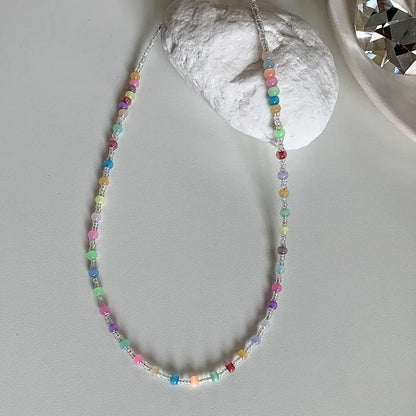 Sweet Artistic Colorful Beaded Natural Stone Opal Necklace