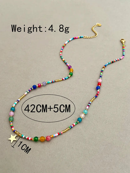 Sweet Artistic Star Stainless Steel Artificial Crystal Beaded Plating Gold Plated Necklace