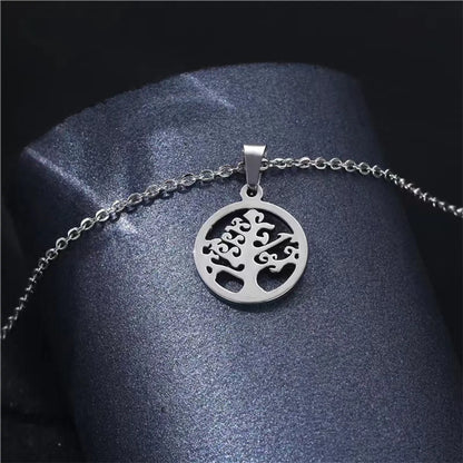 Stainless Steel Sweet Plating Bc1035 Lucky Tree Pendant Necklace