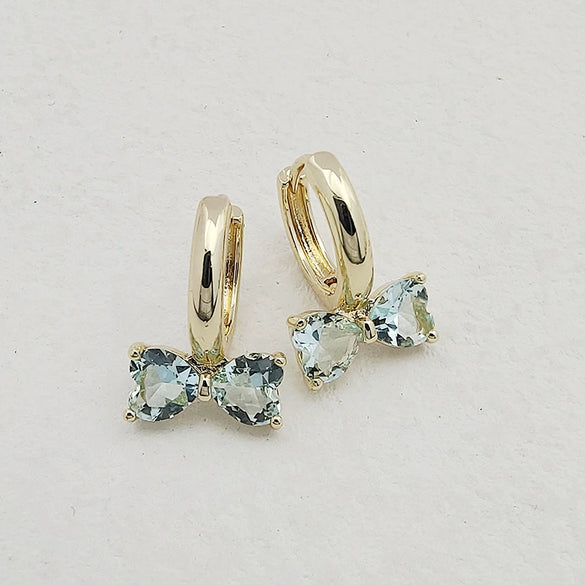 Sweet Bow Copper Earrings With Sparkling Zircon Inlay Trendy Niche Design Earrings For Women