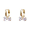 Sweet Bow Copper Earrings With Sparkling Zircon Inlay Trendy Niche Design Earrings For Women