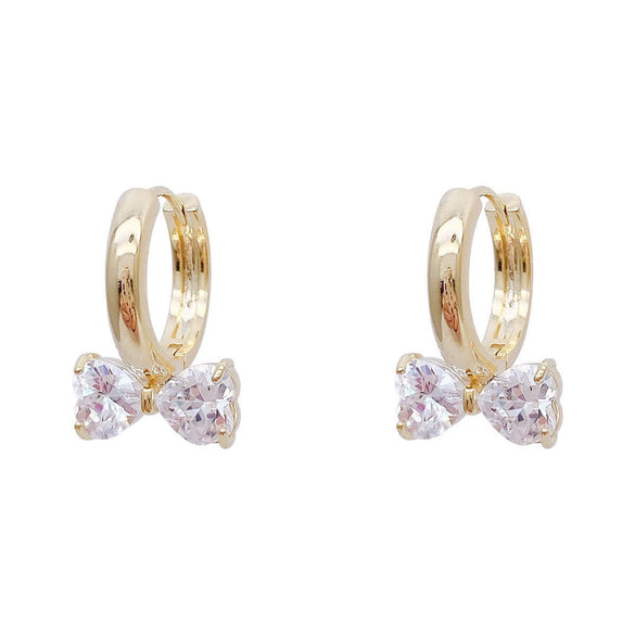 Sweet Bow Copper Earrings With Sparkling Zircon Inlay Trendy Niche Design Earrings For Women