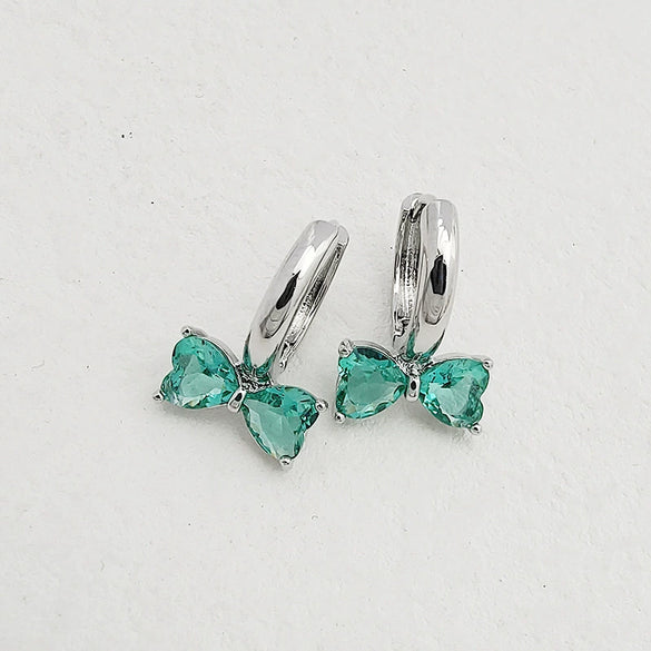 Sweet Bow Copper Earrings With Sparkling Zircon Inlay Trendy Niche Design Earrings For Women