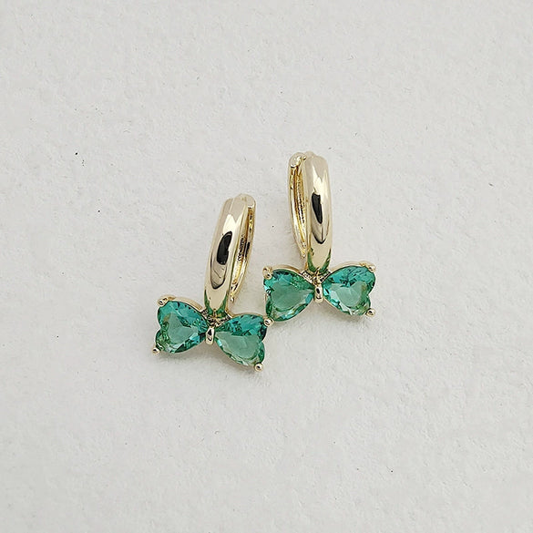 Sweet Bow Copper Earrings With Sparkling Zircon Inlay Trendy Niche Design Earrings For Women