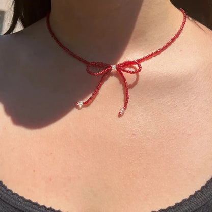 Sweet Bow Knot Seed Bead Women's Choker