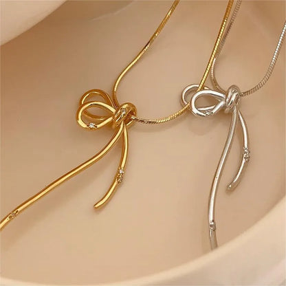 Sweet Bow Knot Sterling Silver Necklace