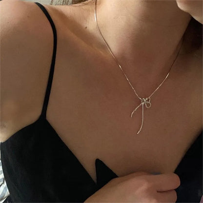 Sweet Bow Knot Sterling Silver Necklace