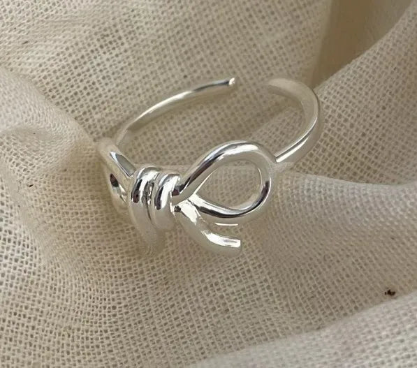 Sweet Bow Knot Sterling Silver Open Ring