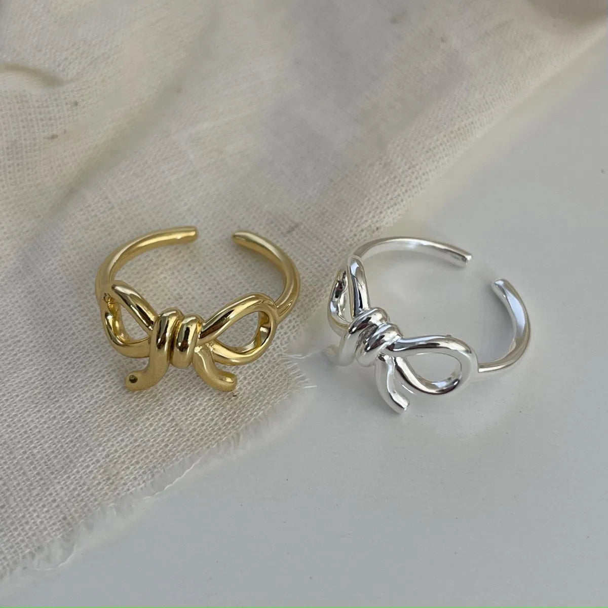 Sweet Bow Knot Sterling Silver Open Ring