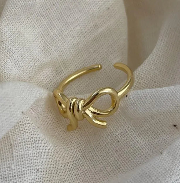 Sweet Bow Knot Sterling Silver Open Ring