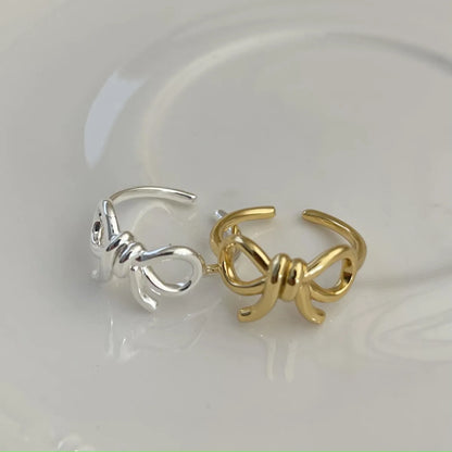 Sweet Bow Knot Sterling Silver Open Ring