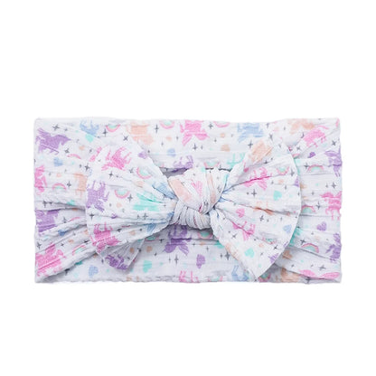 Sweet Bow Knot Synthetic Yarn Printing Hair Band